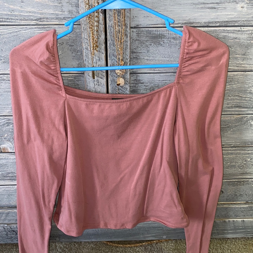 Solid Pink Square Neck Blouse
